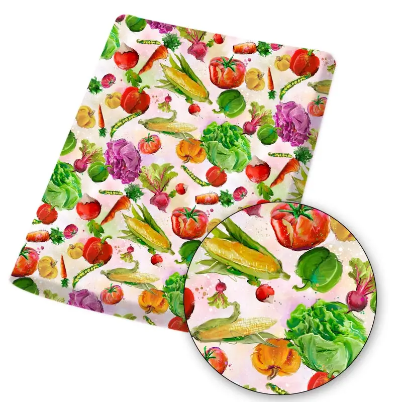 Полиэстеровая хлопчатобумажная ткань фрукты овощи бэнто принт платье сделай сам