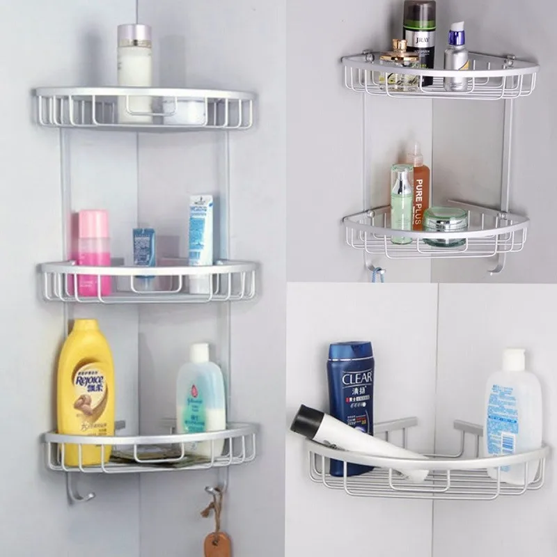 

3 Layers Bathroom Punch Free Aluminum Triangular Rack Storage Organizer Corner Shelf For Shampoo Soap Cosmetic Basket Holder