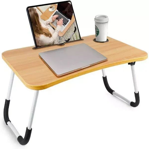 

Foldable Bed Tray Lap Desk, Portable Lap Desk with Phone Slots Notebook Table