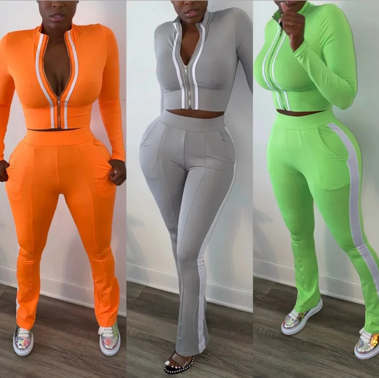

50% Sale 2022 Women's Solid Color Splicing Fashion Sports Leisure Two Piece Set