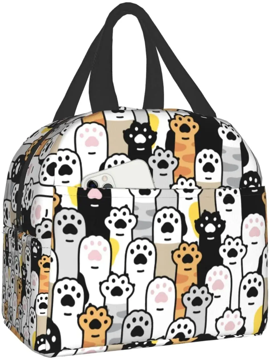 

Lunch Bag Cute Cat Paw Insulated Lunch Box Reusable Lunch Bags Meal Portable Container Tote For Men Women Work Travel Picnic