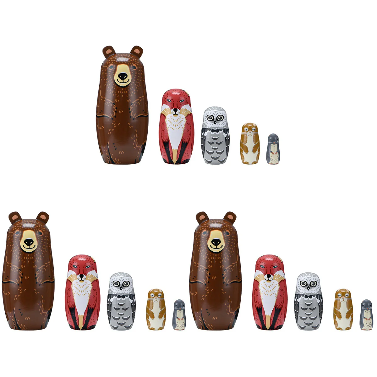 

3 набора мультяшных русских гнездовых кукол, Очаровательные Деревянные гнездовые украшения для кукол