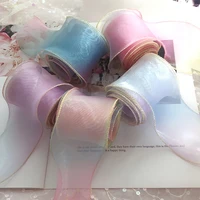 chainhogauze ribbongradient colordiy handmade bow tie materialsfor gift flower packaginglenght 2 yardssd14
