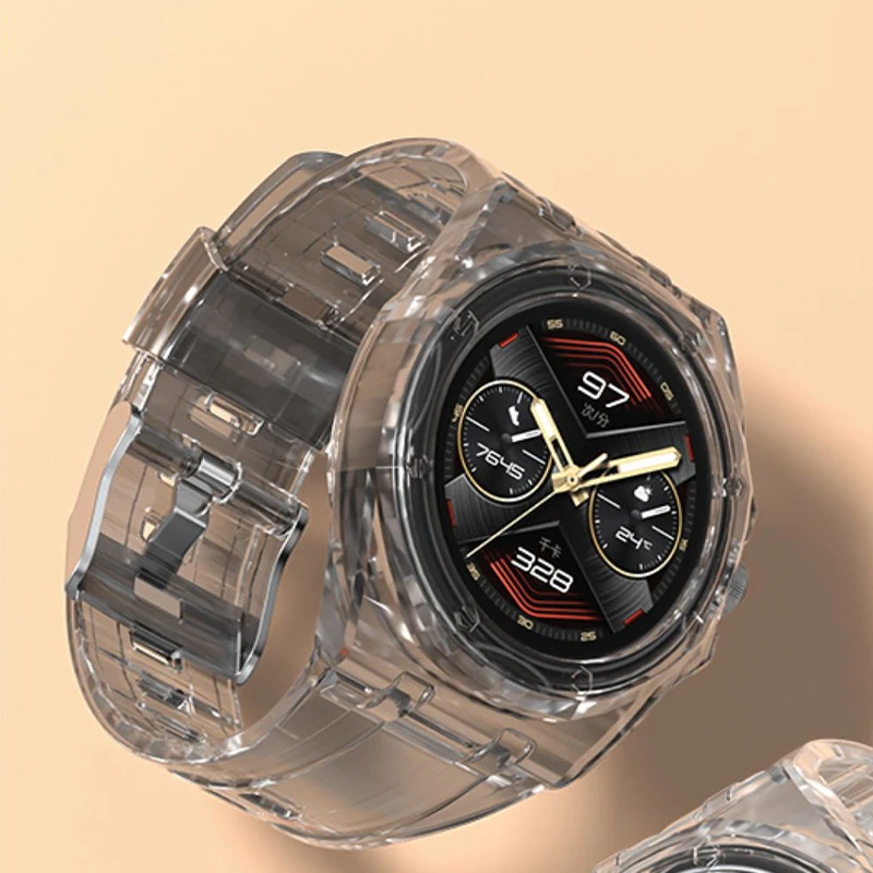 Silicone Strap Transparent Case for HUAWEI WATCH GT Cyber,Modified Watchband Advanced Sports Fashion Wristband Watch Accessory