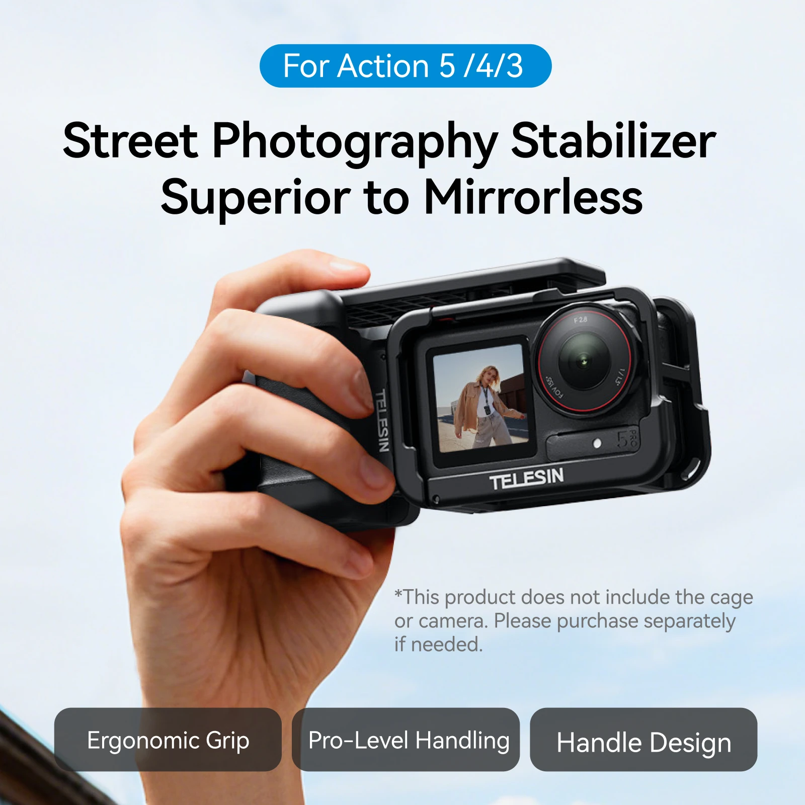 Фото Защитный корпус-рамка TELESIN для DJI OSMO Action 3 4 5Pro, из алюминиевого сплава, с двойным креплением Cold Shoe №3