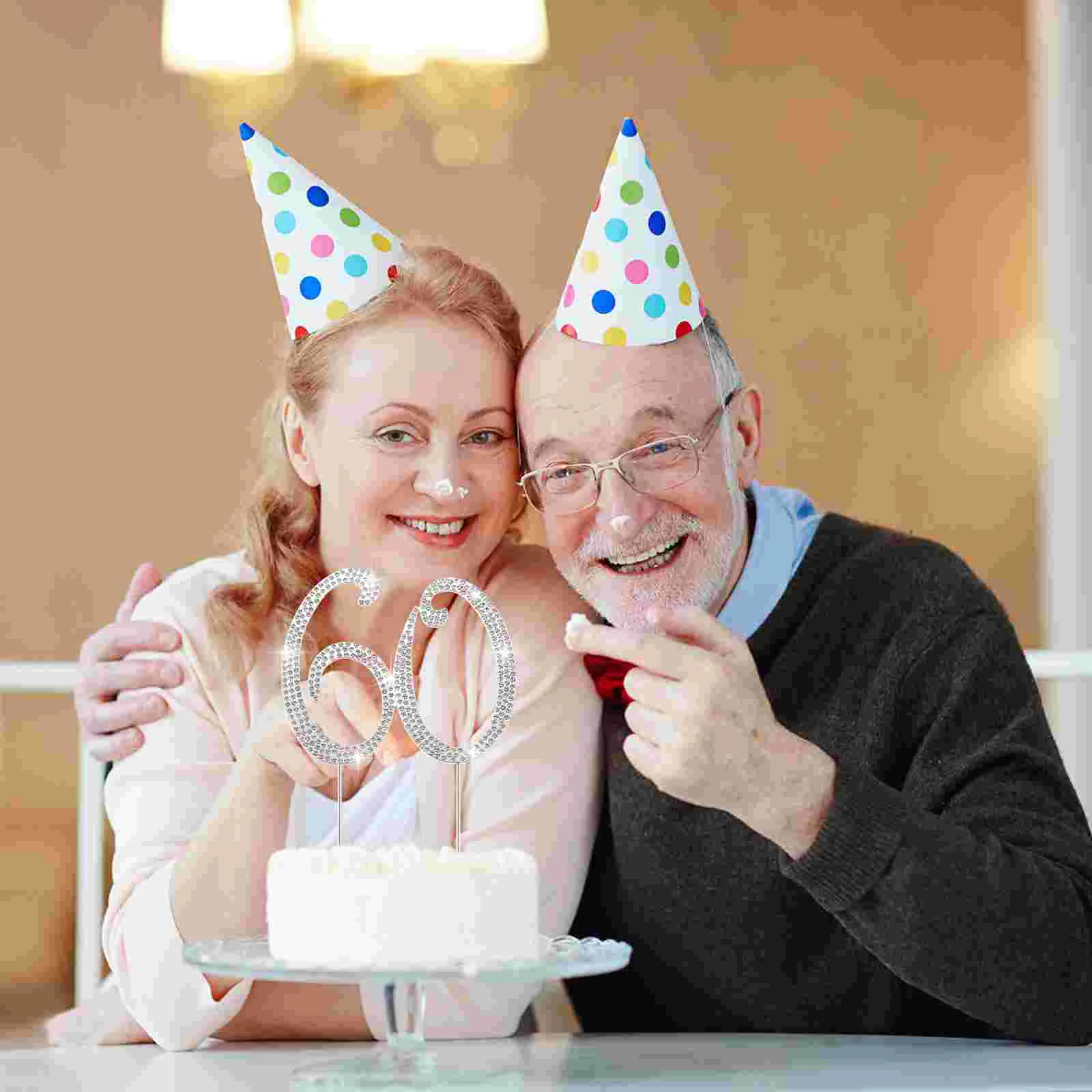 Украшение торта на 60-й день рождения блестящий топпер со стразами вечерние