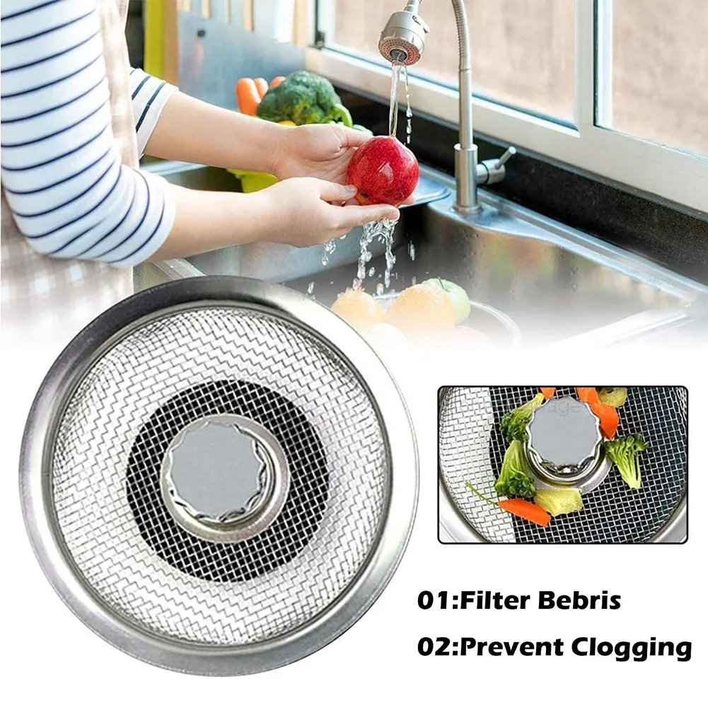 

2pcs Sink Strainer Anti-blocking Garbage Filter Plug Drain Basket Waste Plug Stainless Steel Kitchen Replacement Accessories