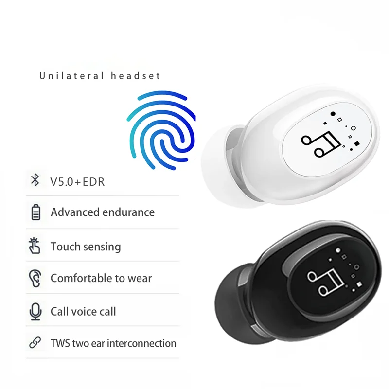 

Миниатюрная Bluetooth-гарнитура, Спортивная моногарнитура для улицы, Bluetooth 5,0, с микрофоном, водонепроницаемая стерео Беспроводная гарнитура 9D
