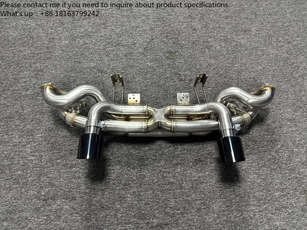 Фото Выхлопная система Hetu Free Flow Axleback из нержавеющей стали с вакуумными клапанами для Porsche 718 GT4 4.0L с дистанционным управлением №5