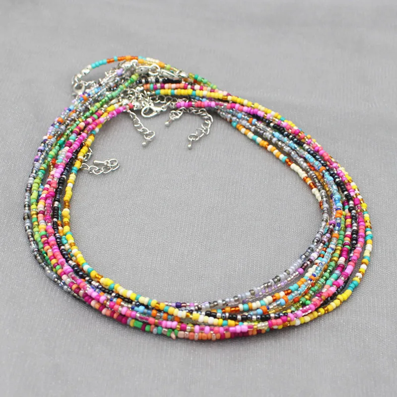 

Simple Seed Beads Strand Choker Necklace Women String Collar Charm Colorful Handmade Bohemia Collier Femme Jewelry Gift