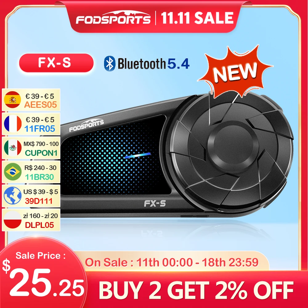 Fodsports FX-S Переговорное устройство для мотоциклетного шлема Bluetooth 5 4 Шлемы