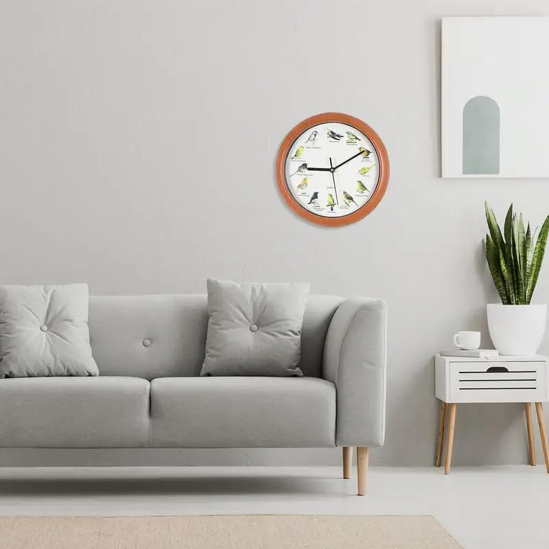 Настенные часы со пеющей птицей 10-дюймовые в стиле ретро с животными и звуком