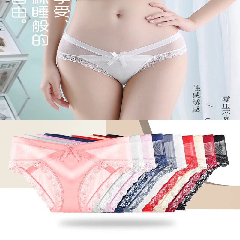 

Сексуальные соблазнительные женские кружевные трусики с открытым бантом