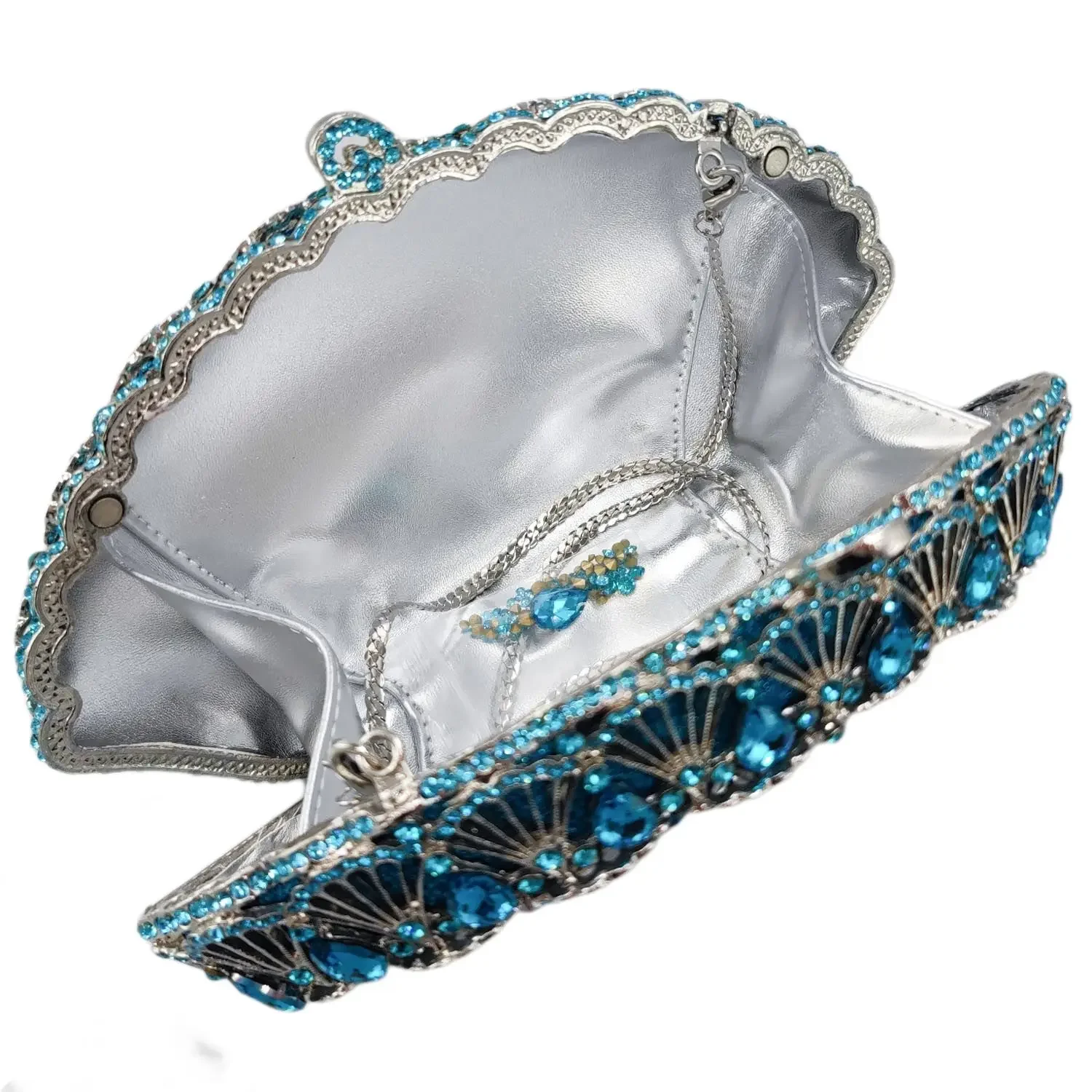 Boutique De FGG светло-голубой клатч с кристаллами для женщин, вечерняя сумочка с павлином, свадебная сумка-минодьер со стразами (art.: 3920cbc207d5a) - 3920cbc207d5a