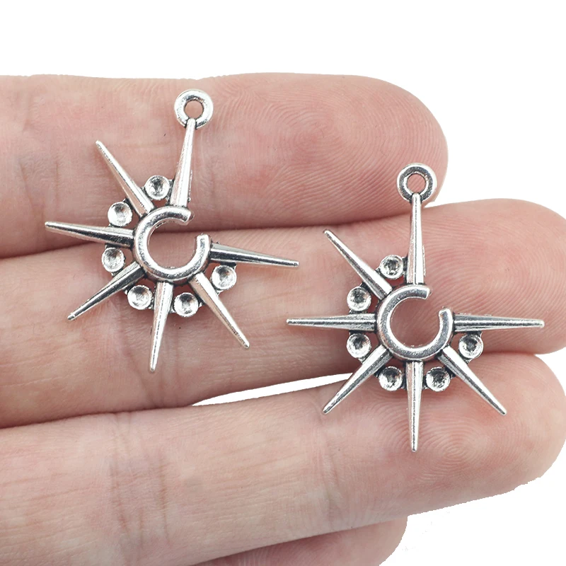 

Newest 12Pieces 27*30mm Antique Silver Plated Fashion Steampunk Stars Charms Necklace Earrings Pendant For DIY Jewelry Handcraft