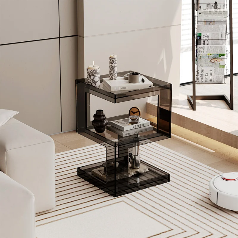 Акриловый черный прикроватный столик современный минималистичный роскошный