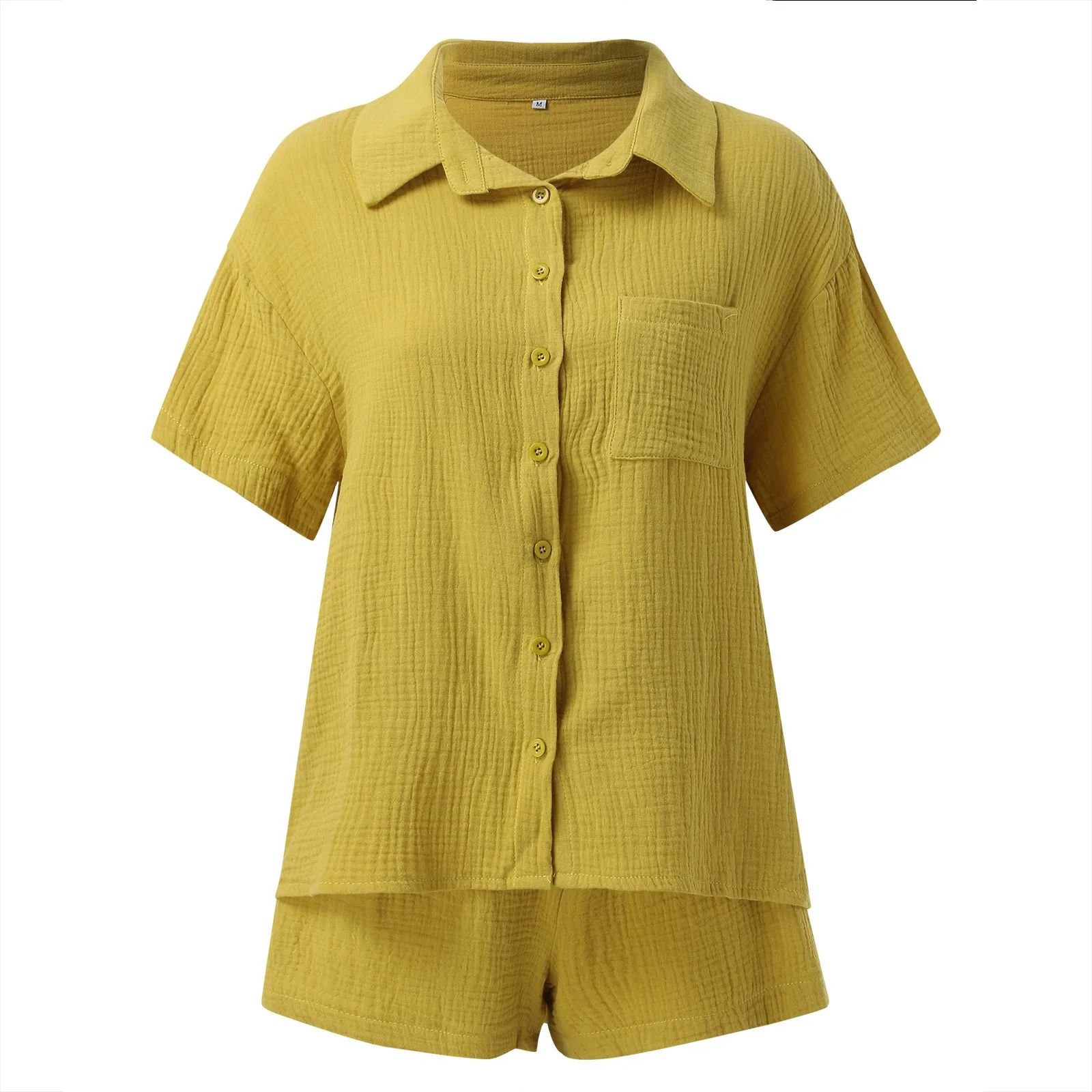 Summer Women's Suit Shirt And Short Sets Solid Color Casual Cotton And Linen Blouse And Shorts Two Piece Sets Women Outfit 2023 5