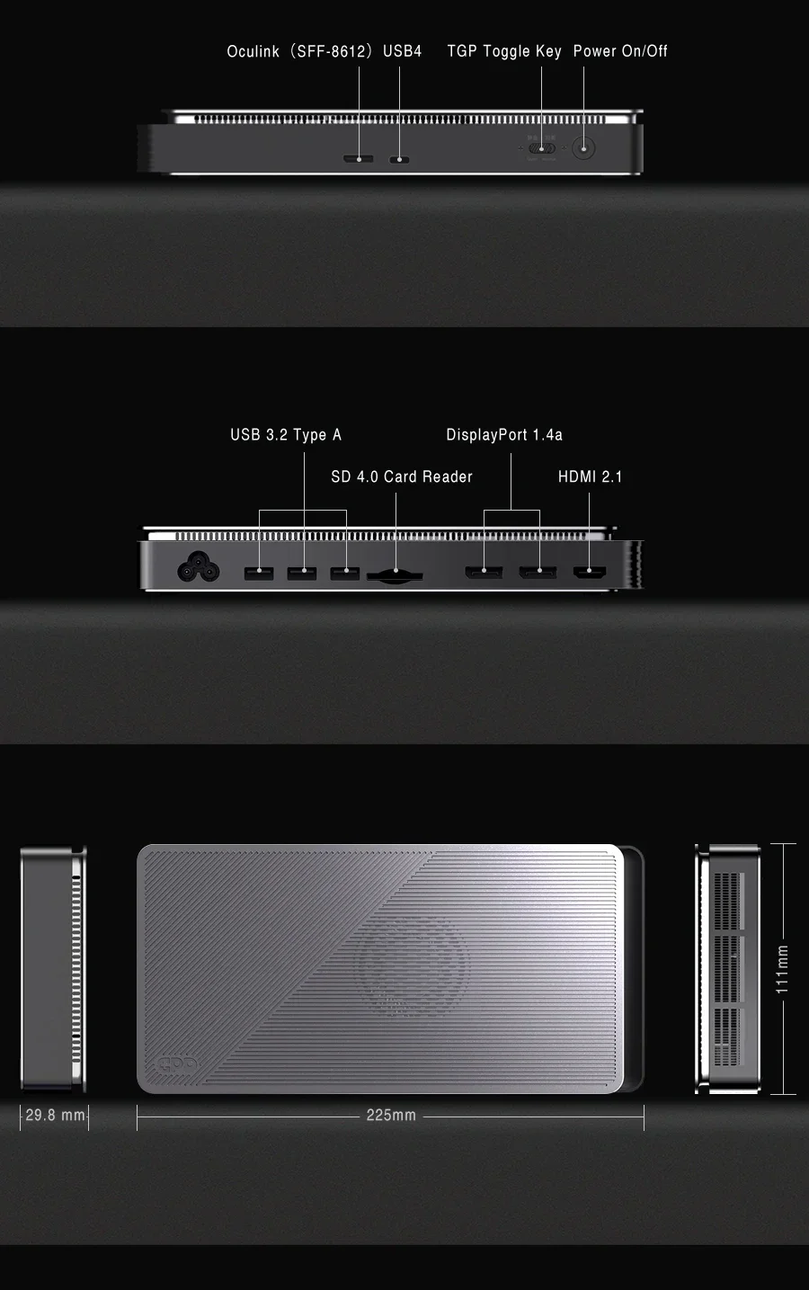 Фото 8 ГБ GDDR6, Oculink, USB4, Thunderbolt 4, новая графическая док-станция GPD G1 Minimum, мобильная видеокарта AMD Radeon RX 7600M XT №5