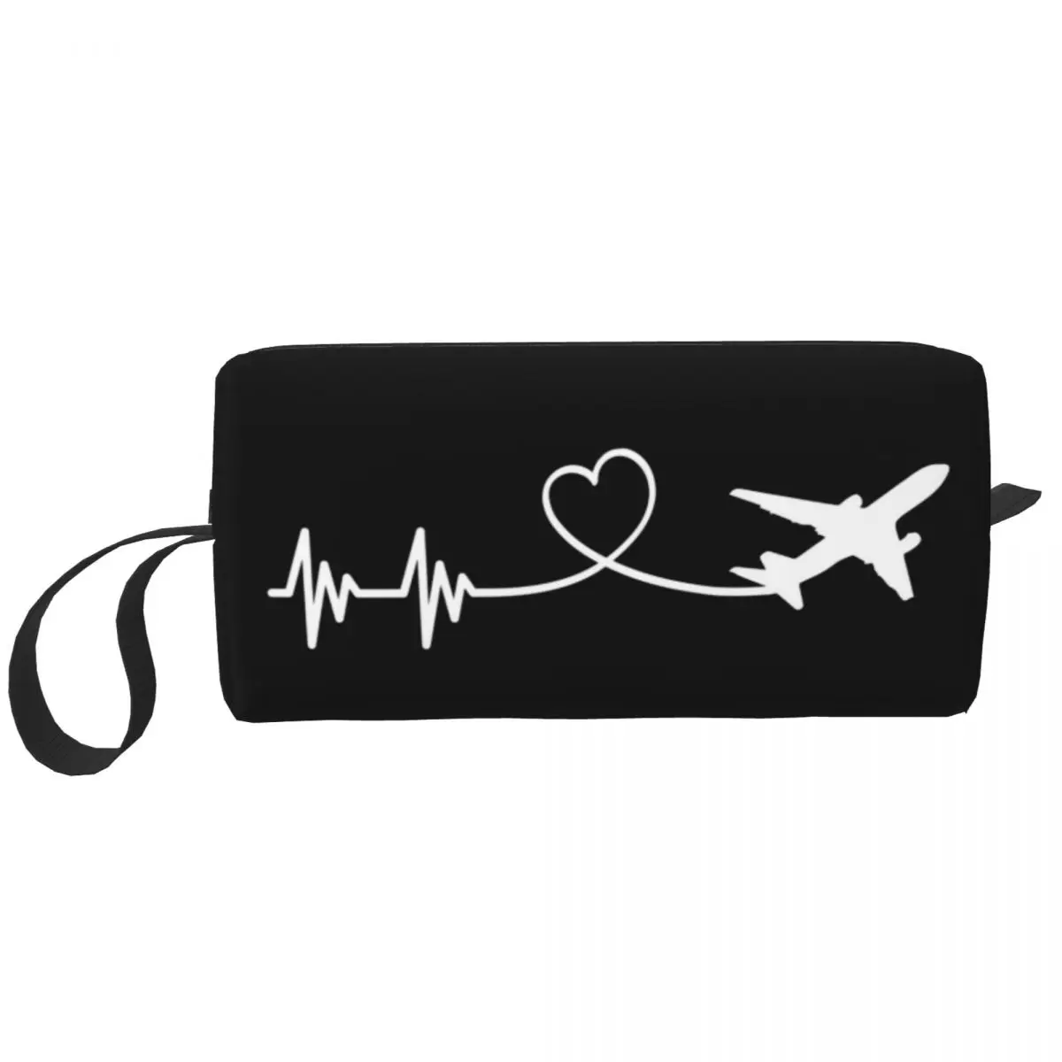 

Travel Airplane Pilot Heartbeat Toiletry Bag Aviation Aviator Gift Cosmetic Makeup Organizer Women Beauty Storage Dopp Kit Box