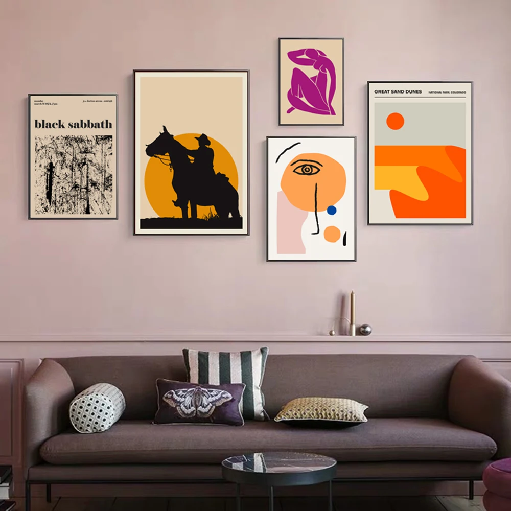 

Cartoon Horse Abstract Face Girls Leaf Green Modular Pictures Poster Canvas Painting Wall Art Living Room Home Decoration