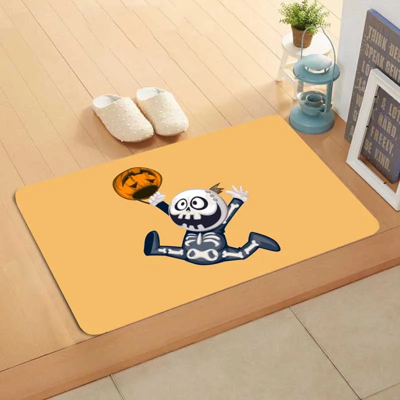 

Halloween Themed Illustration, Printed Entrance Pad, Flange Rectangular Bathroom Anti-skid Pad, Living Room Bedroom Entrance Pad