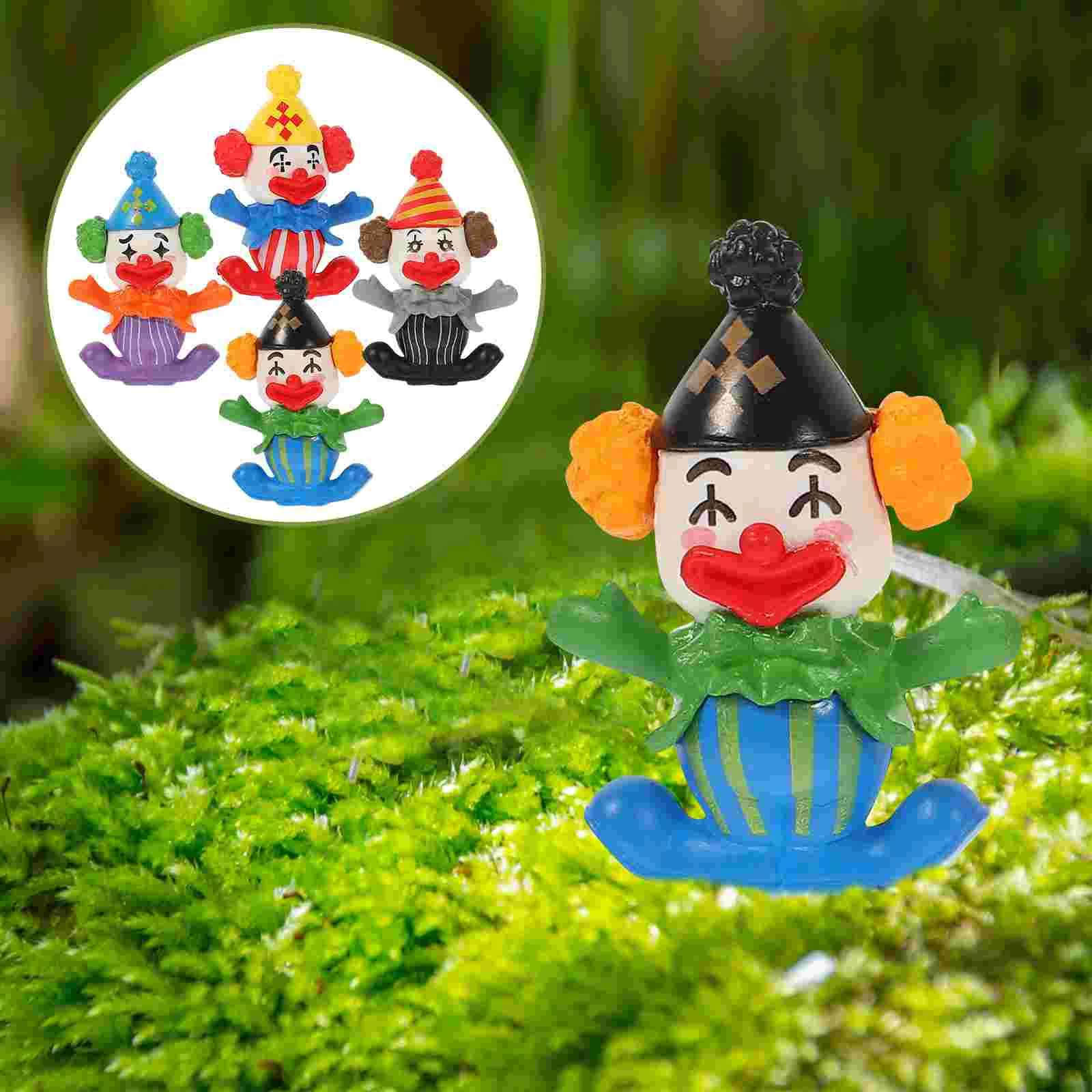 

8 Pcs Tabletop Decor Mini Clown Garden Figurine Moss Resin Decorative Dolls Figurines Decorations Home Decorate Miniature