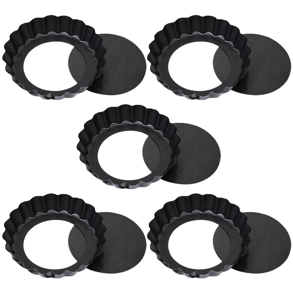 

5 Pcs Tart Pan Molds Nonstick Bakeware Cake Cookie Circle Stencil Round Hinged Pan Non Stick Small Tart Pan Tart Dessert