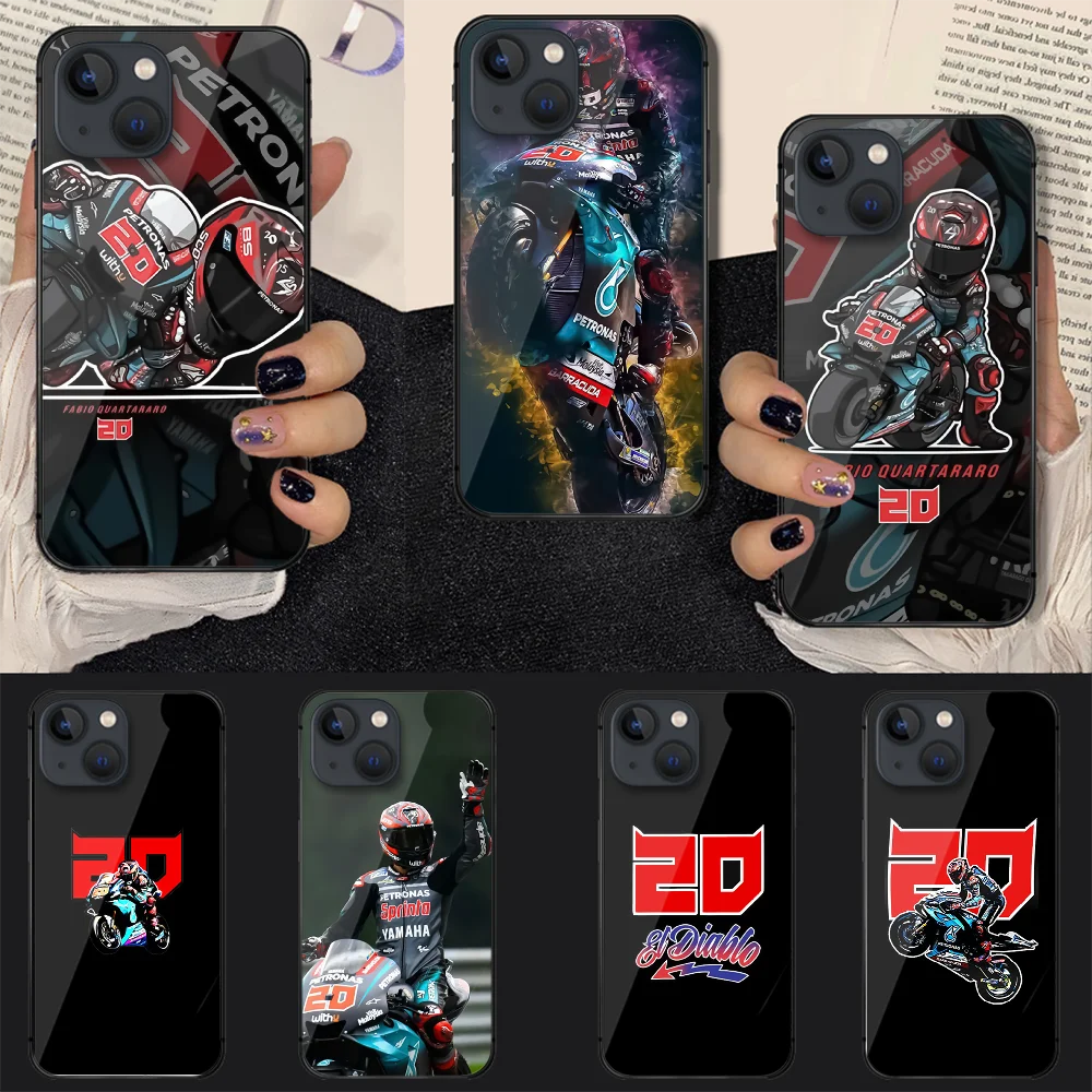 

Fabio Moto Quartararo 20 Tempered Glass Phone Case Cover For Iphone 7 8 11 12 13 14 Pro Max Plus Mini 6s X XS XR SE Black