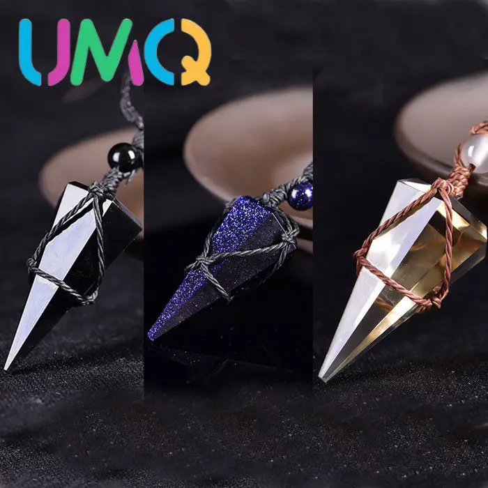 

Spirit Pendulum Obsidian Pendant Hexagonal Pyramid Divination to Ward Off Evil Spirits and Protect Peace Men's Necklace Student