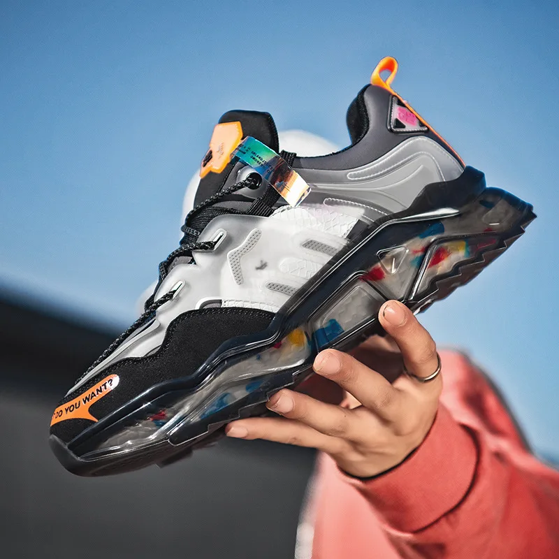 Popcorn Running Shock Absorption Shoes Men's Fashion Shoes Sports Large Size Casual Daddy Shoes Spring 2022 Autumn New 