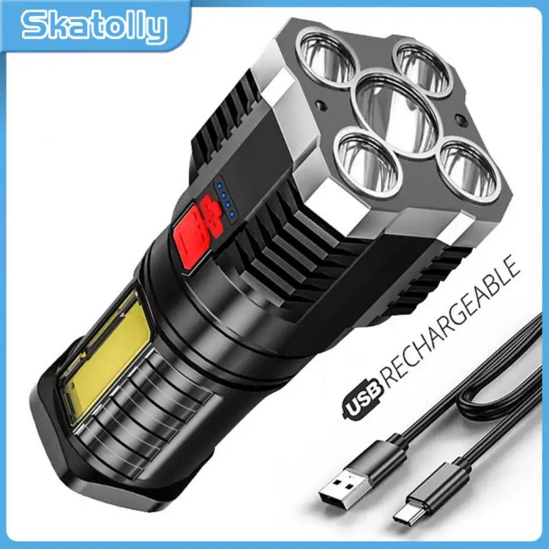 

Led Light Battery Display Cob Light Waterproof Torch Usb Charging 18650 Lithium Battery Super Bright Flashlight 3 Switch Mode