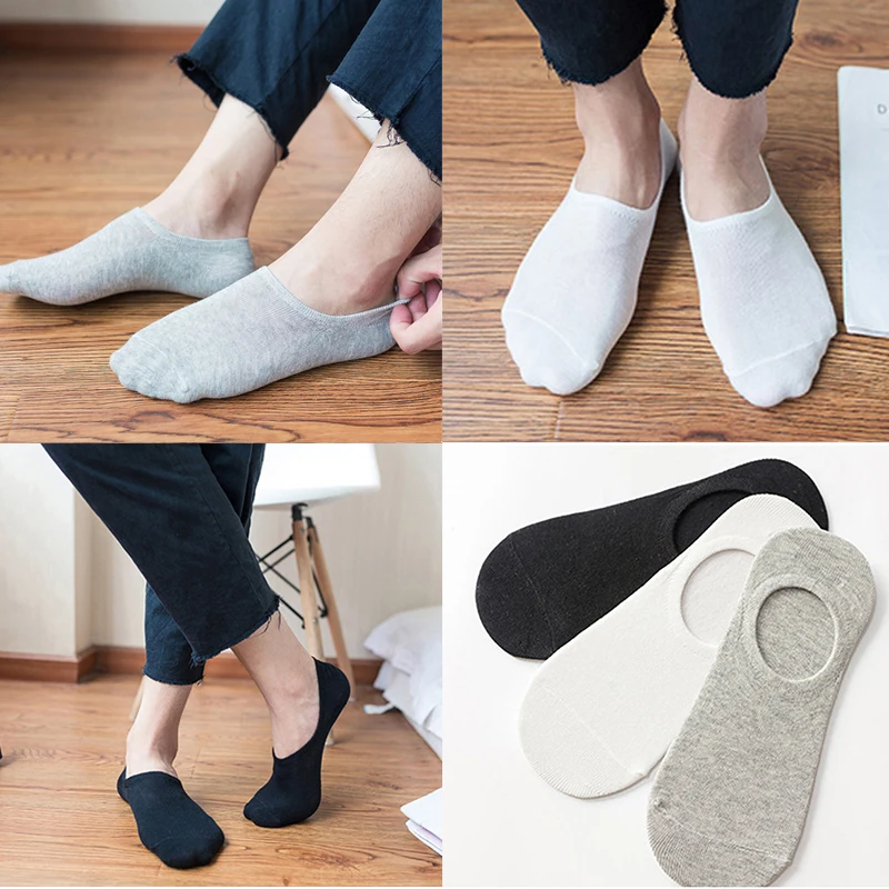 

Summer Autumn Non-slip Silicone Breathable Invisible Cotton Socks Male Ankle Socks Slippers Meia Fashion Boat-shaped Men's Socks
