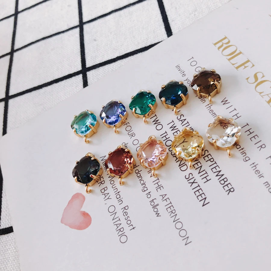 Серьги из сплава 4 шт./лот прямоугольные с двойным отверстием инкрустация камнями