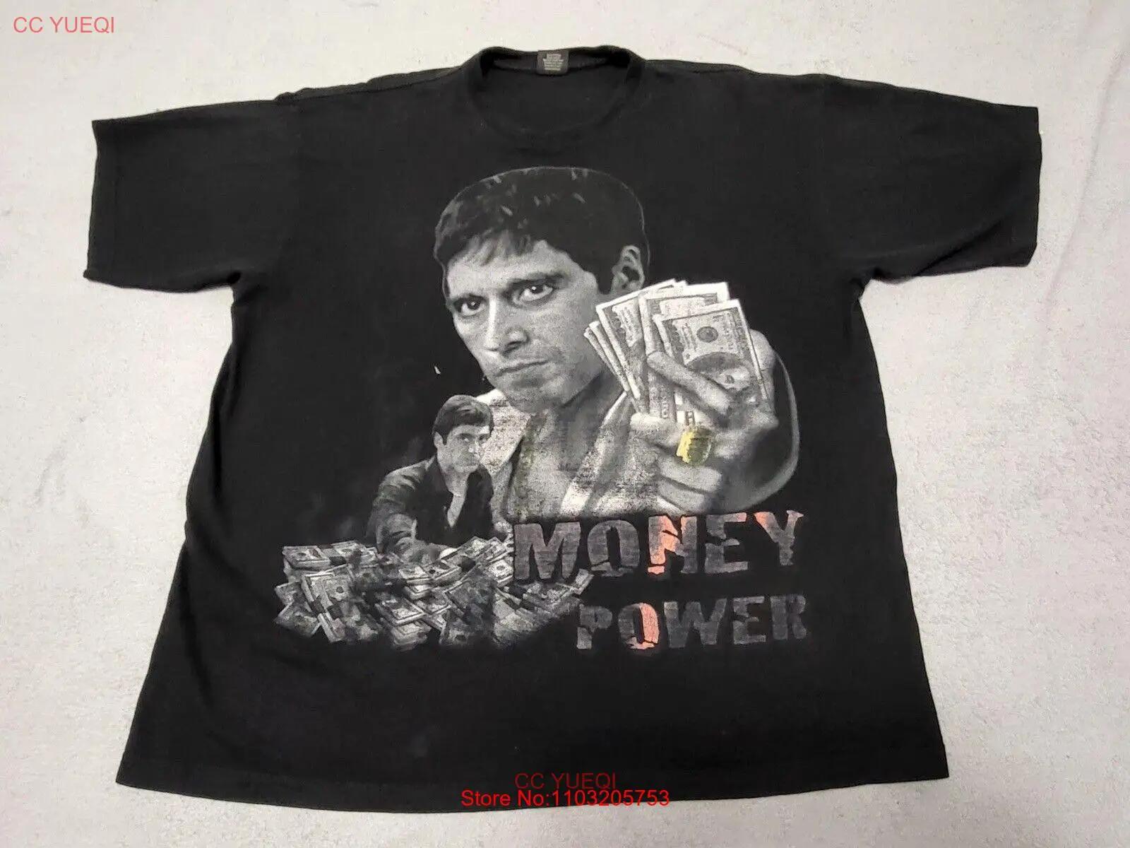 Винтажная рубашка Y2K 2000 фильм Лицо со шрамом мужская XL с уважением денег Al Pacino Rap