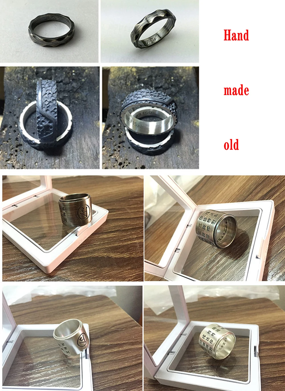 Customized Silver Ring 925 Sterling Silver Couple Competition Champion and Runner up DIY Hand Carved Original Pendant Silver Jew