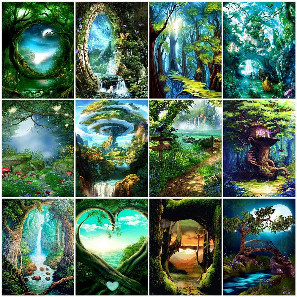 

Алмазная мозаика Huacan 5D, картины с деревом стразы, пейзаж, бусины, вышивка, хобби и вышивка, украшение для дома