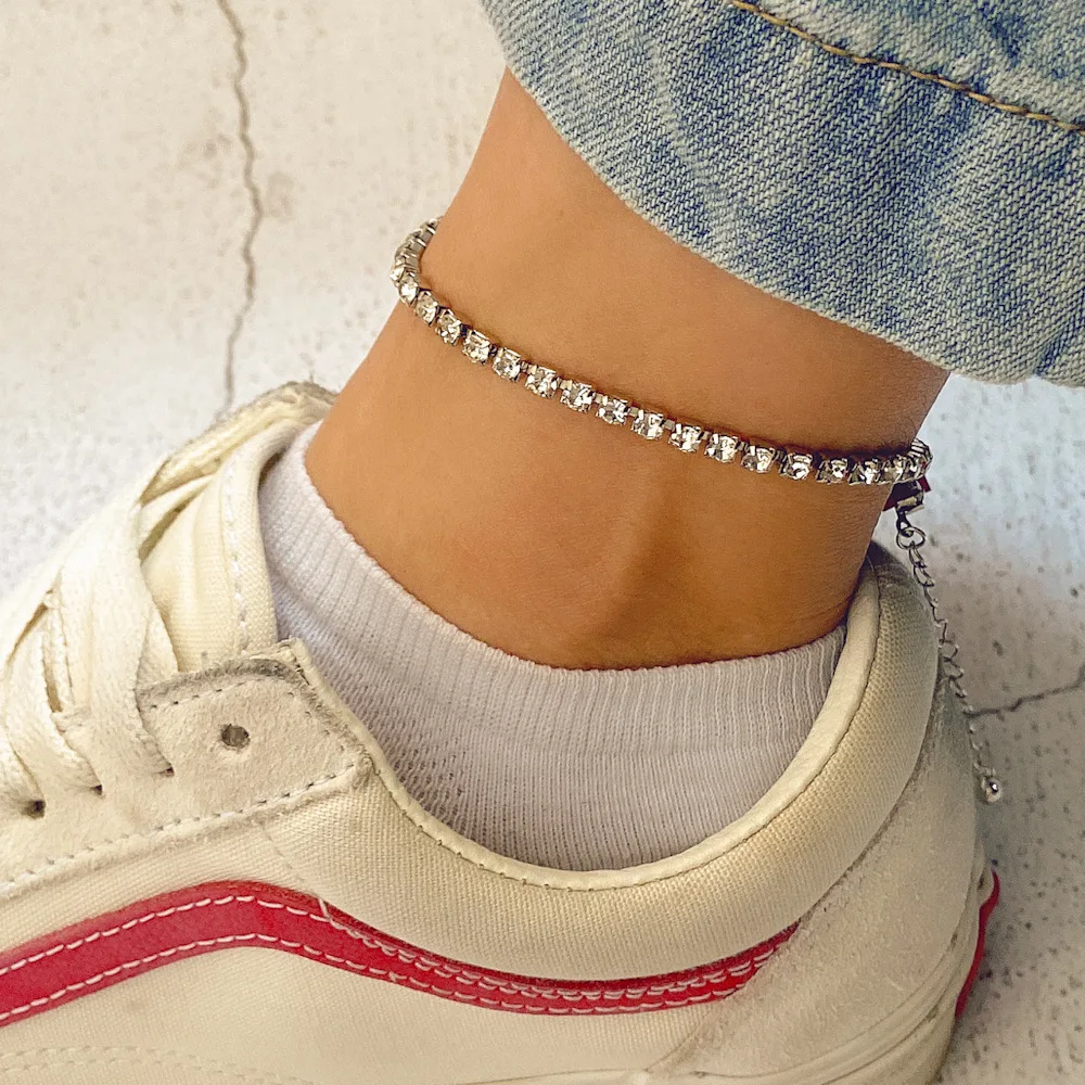 

Fashion Babaygirl Letters Zircon Anklets Bracelet For Women Girls Shiny Bling Crystal Rhinestone Tennis Chain Anklet Jewelry