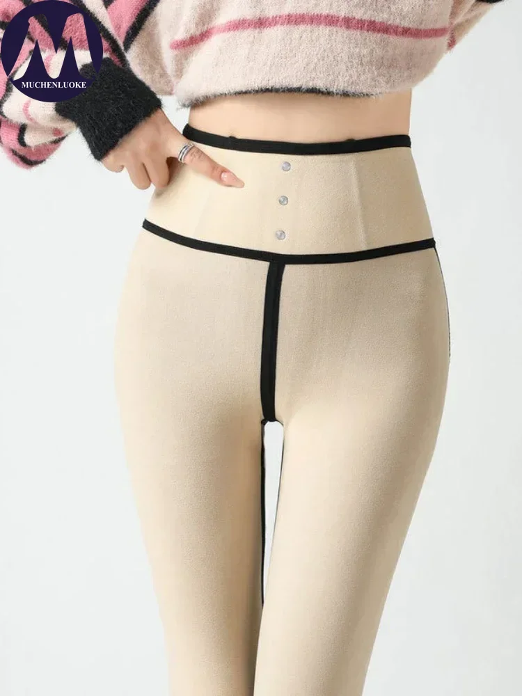 Черные леггинсы с карманами для женщин одежда теплые бархатные осенние