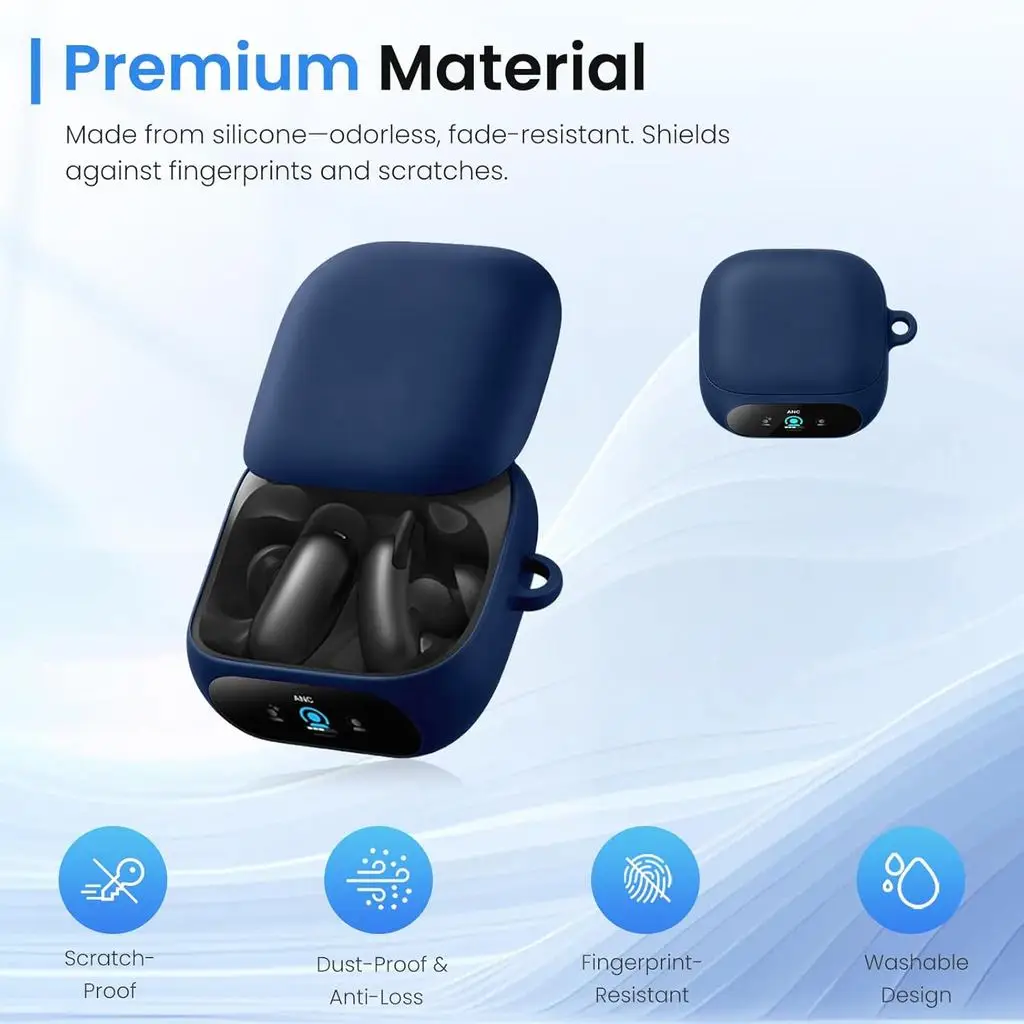 Фото Чехол для Soundcore Liberty 5 Pro с 2 защитными пленками для экрана, защитный чехол из жидкого силикона, защита от отпечатков пальцев №2