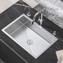 304 Stainless Steel Kitchen Sink Single Bowl Basin Undermount Handmade Brushed Narrow Edge Bar Sink With Drain Accessories