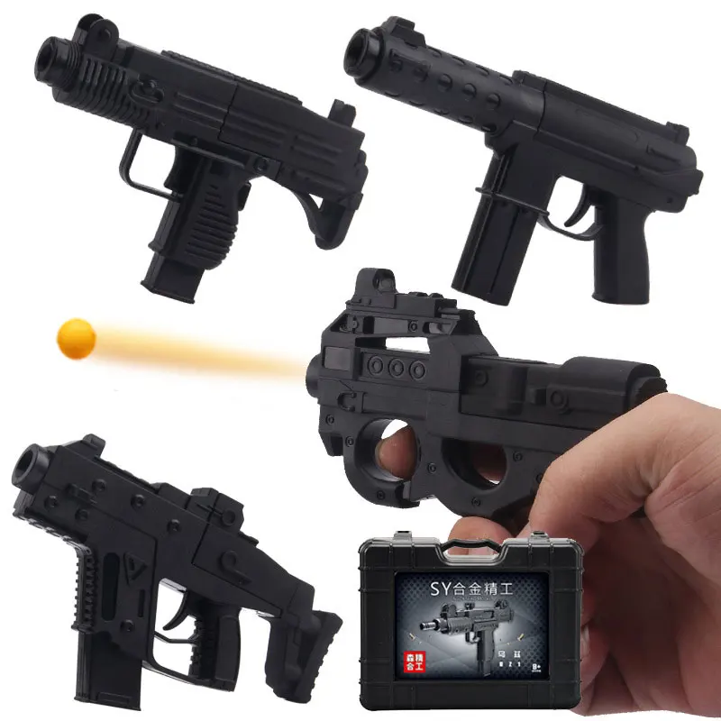 Модель игрушечного пистолета Alloy Mini Pistol Gun Toy Model P90 TEC-9 Submachine Can Shoot Bullets For Children Boys Birthday Gifts.