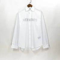 vetements shirts men women couple thin autumn fashion new vtm shiny powder letter oversized shirt casual white blouse harajuku