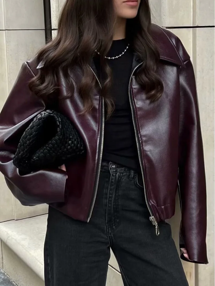 Женские куртки Leaher Женская куртка уличная одежда женская верхняя красная пальто