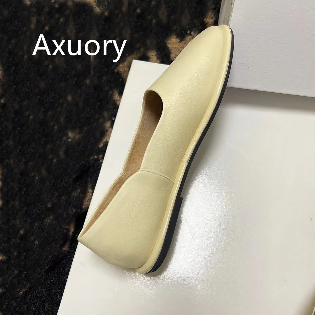 2023 New Women Mary Jane flats Shoe Luxury Design Solid Color Genuine Leather Retro Style Shallow mouth Round head