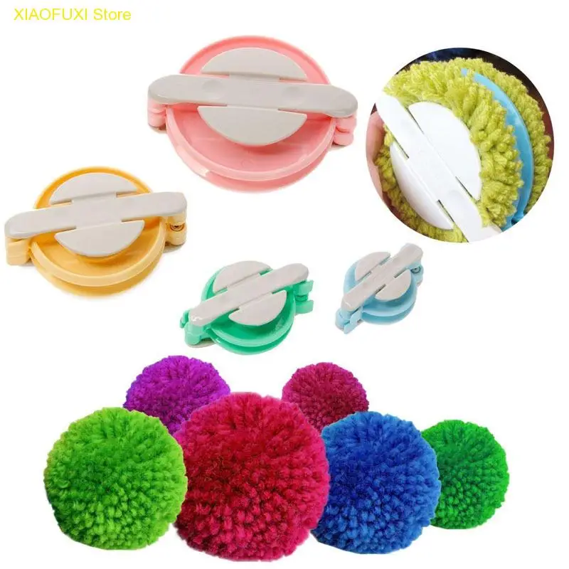

4Pc/Set DIY Needle Crafts Pompom Hair ball Knitting Loom Kit Fluff Ball Weave Tools Portable 4Size Plastic Kinitting Accessorie