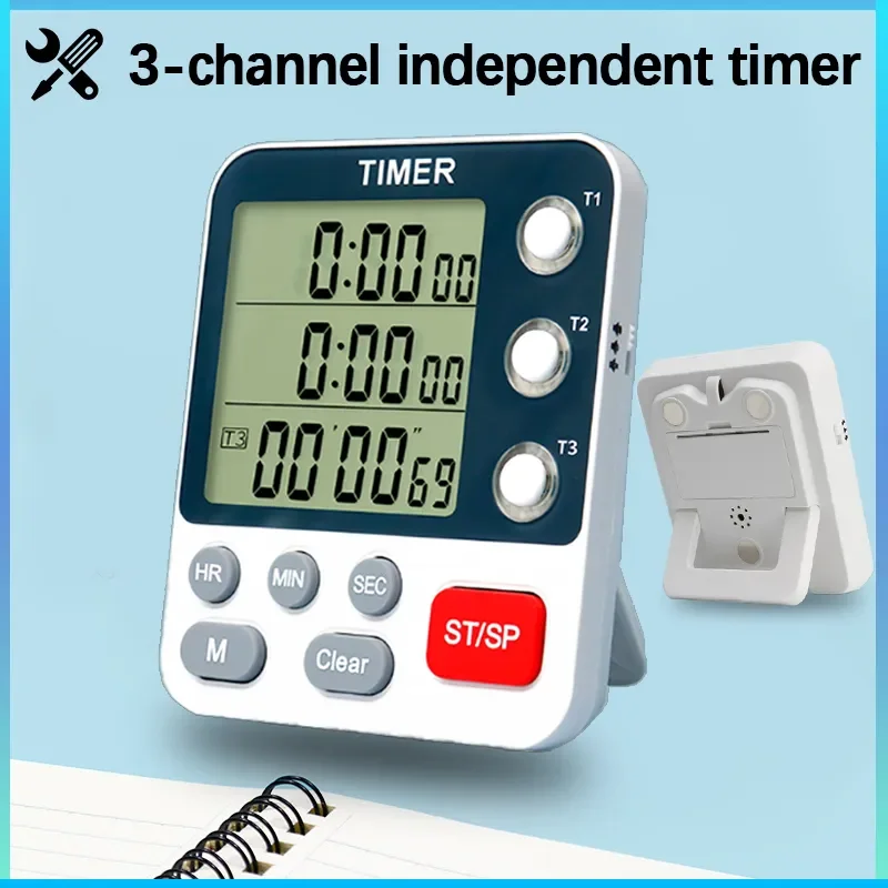 

LCD Studying Alarm Levels Mute Count Timer Display Digital Timer 3 3 Volume Channels Flashing Kitchen UP/Down Timer For Clock
