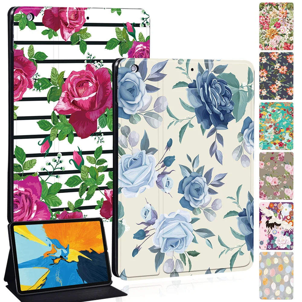 Чехол для планшета Samsung Galaxy Tab A7 10.4 T500/S5e S6 S7/Tab A 8.0 10.1 10.5 Lite 10.4 "Цветочный" кожаный чехол + стилус.