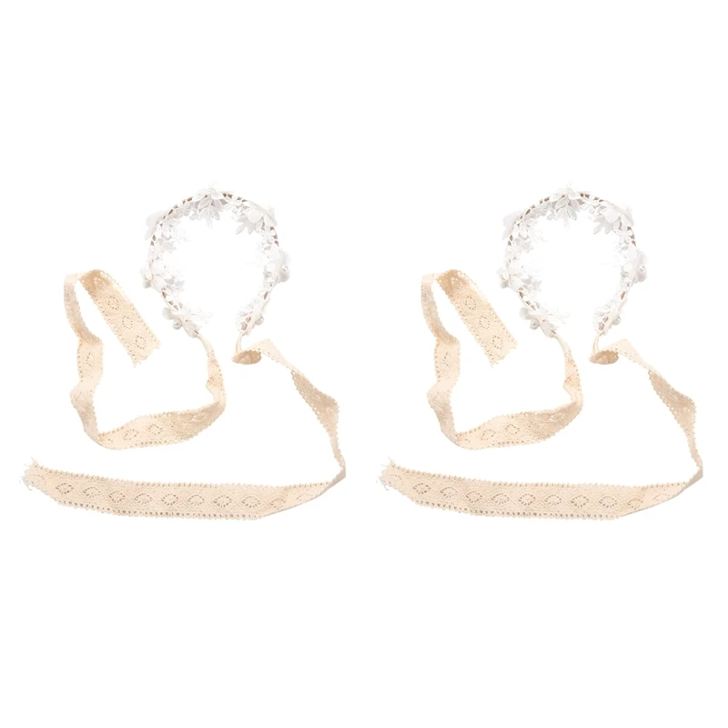 

Повязка на голову в Корейском стиле для девочек, длинная кружевная лента с цветами, венок, аксессуары для волос, 2 шт.