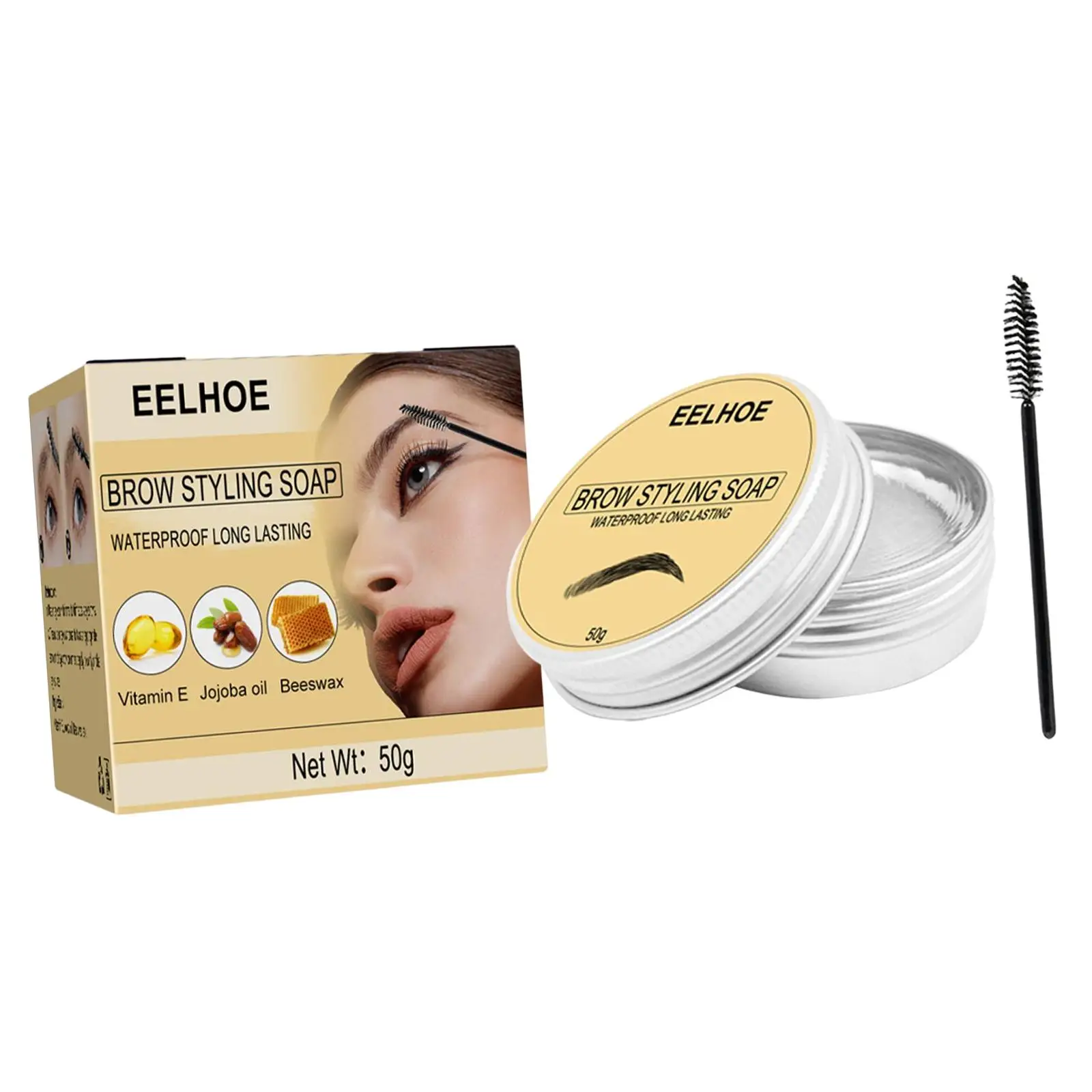 Eyebrow Soap Kit Waterproof Transparent Beeswax Eyebrow Setting Gel Brows Gel Cosmetics Eyebrow Wax for Women 50G