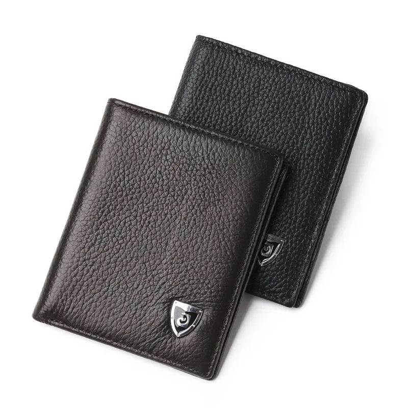 100% Genuine Leather Men Wallet Premium Product Real Cowhide Wallets For Man Short Black Credit Card Cash Receipt Holder Purse images - 6